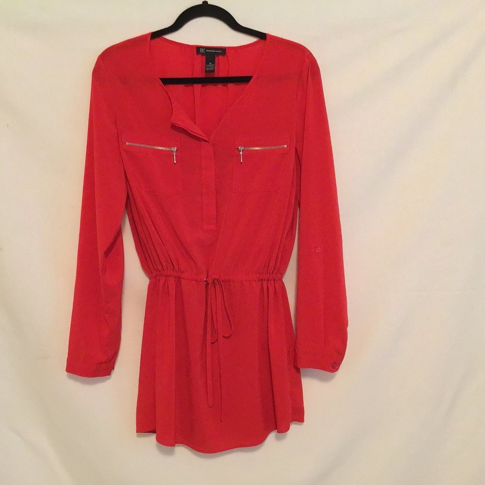Bright RED INC polyester/spandex blouse.